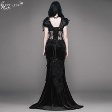 Load image into Gallery viewer, ESKT003 party rose embossed gothic velvet gown long half fishtail skirt