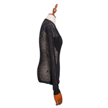 Load image into Gallery viewer, TT002 elastic Spider web round collar knitted sexy transparent back women thin T-shirt
