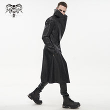 Load image into Gallery viewer, ct18001 Black-grey puff big-collar long leather coat