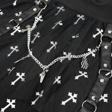 Load image into Gallery viewer, SKT15702 punk women black and white cross printed skirt