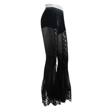 Load image into Gallery viewer, PT098 Sexy women stretchy mesh lace bottom gothic horn leggings