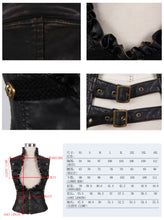 Load image into Gallery viewer, WT00502 Spring biker bronze bared breast wave collar lady steampunk leather short vests