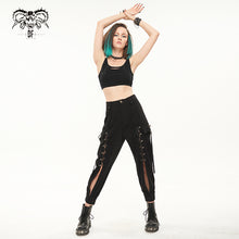 Load image into Gallery viewer, PT181 tied with rope hollow out punk women overalls
