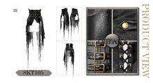 Load image into Gallery viewer, SKT105 brown asymmetry steampunk leather patchwork vintage distressed ladies belted half skirt