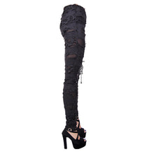Load image into Gallery viewer, PT002 daily leather palm broken holes coated knit punk women leggings