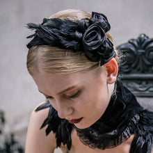 Load image into Gallery viewer, AS001 Devil fashion headwear sexy women Gothic black roses feather hairpin