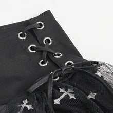 Load image into Gallery viewer, SKT15702 punk women black and white cross printed skirt