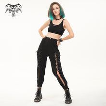 Load image into Gallery viewer, PT181 tied with rope hollow out punk women overalls