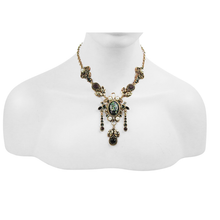 Load image into Gallery viewer, EAS006 Victoria ancient gold vintage distressed alloy necklace with jewel and pearls