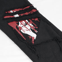 Load image into Gallery viewer, PT191 Ripped Leg Bloody Printed Men's Punk Trousers
