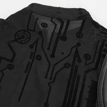 Load image into Gallery viewer, TT170 Cyberpunk Flocking Mesh Stand Collar Short T-shirt