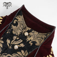 Load image into Gallery viewer, CT11802 western fashion noble party golden embroidery wine fleece men long coat