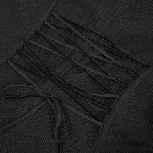 Load image into Gallery viewer, SHT07601 Autumn 3D appliqued shoulder lace stand collar striped black gothic women blouse