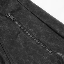 Load image into Gallery viewer, ct18001 Black-grey puff big-collar long leather coat