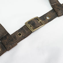 Load image into Gallery viewer, AS065 steampunk accessories brown women distressed body harness with chains