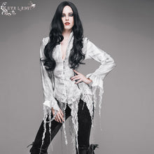 Load image into Gallery viewer, ESHT002 daily lace tassels sexy women long sleeves lace up printed white blouse