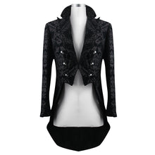 Load image into Gallery viewer, CT105 Gothic jacquard high-low men warm black dress coat with slit