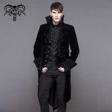 Load image into Gallery viewer, CT02801 Men black gothic hand-embroidered fake two pieces velvet coats