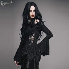 Load image into Gallery viewer, ETT002 Feather rose horizontal neck dark pattern stretchy jacquard sexy women t-shirt