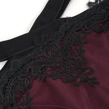 Load image into Gallery viewer, SST008 Burgundy Gothic Lace Swimsuit Set