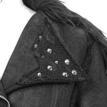 Load image into Gallery viewer, CT142 decadent punk warm spiked fur collar men wool short jacket with loops