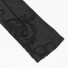 Load image into Gallery viewer, TT236 Punk chain flocked print off-the-shoulder T-shirt