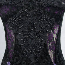 Load image into Gallery viewer, ESKT022 Gothic party nipped waist purple formal gown long rose lace booty package hip dress