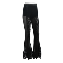 Load image into Gallery viewer, PT098 Sexy women stretchy mesh lace bottom gothic horn leggings