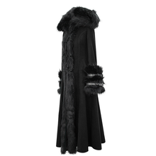 Load image into Gallery viewer, CT12601 winter sexy women black Gothic double-faced woolen hooded long coat with fur