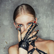 Load image into Gallery viewer, GE001 Devil fashion Ghost claw metal skull leather women glove with chains