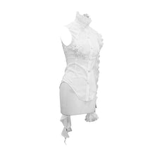 Load image into Gallery viewer, SHT04002 Summer Gothic white women ruffled lace sleeves swallowtail high collar blouse