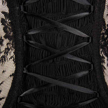 Load image into Gallery viewer, ECST001 Gothic adjustable steel buckles fishbone transparent lace corset with feather flowers