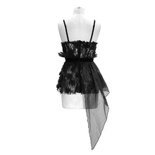 Load image into Gallery viewer, ECST003 Asymmetric embroidered organza hem velvet belt sexy women lace camisole