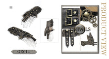 Load image into Gallery viewer, GE014 Brown Steampunk metallic gear women leather gloves with chains