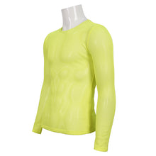 Load image into Gallery viewer, TT19803 fluorescent color Diamond-shaped net basic style long sleeves men t-shirts