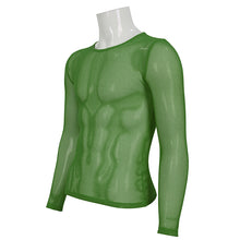 Load image into Gallery viewer, TT19804 Green Diamond-shaped net basic style long sleeves men t-shirts