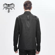 Load image into Gallery viewer, SHT045 cyberpunk metallic dark long sleeves men bamboo shirt with straps