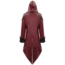 Load image into Gallery viewer, CT06902 punk handsome movie cool actor red hooded leather long coats
