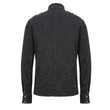 Load image into Gallery viewer, SHT049 Spring asymmetric design mesh spliced punk rock black men shirts with straps and pocket