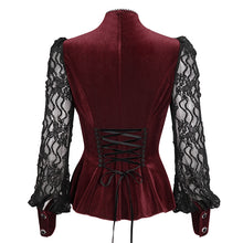 Load image into Gallery viewer, ESHT01502 red fringed iris mesh Goth Shirt