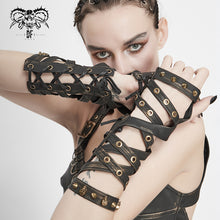 Load image into Gallery viewer, GE016 Steampunk strap leather gloves