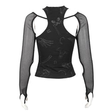 Load image into Gallery viewer, TT176 Pentagram leather striped long sleeve T-shirt
