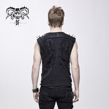 Load image into Gallery viewer, TT121 Summer punk rock patchwork unedged distressed men vest