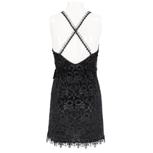 Load image into Gallery viewer, ESX001 sexy lingerie black velvet pattern translucent suspender nightdress