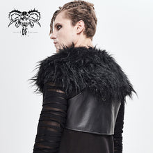 Load image into Gallery viewer, WT030 Hallowmas darkness punk men fur shawl short leather vests with loops