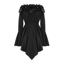 Load image into Gallery viewer, ESHT006 horizontal neck elastic rubber waist stretchy women black shirts with rose flower