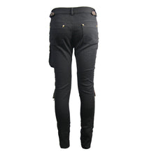 Load image into Gallery viewer, PT06702 biker Black and coffee steampunk metallic multi-bag men trousers