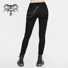 Load image into Gallery viewer, PT120 Spring punk streetwear printed stretch fitted women black pants with zippper