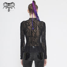 Load image into Gallery viewer, TT172 Cyberpunk Flocking Printing Basic mesh T-shirt