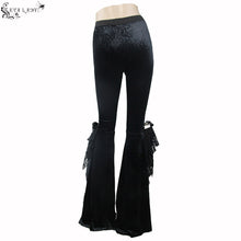 Load image into Gallery viewer, EPT002 sexy women dark patterned stretchy embossed velvet flared pants